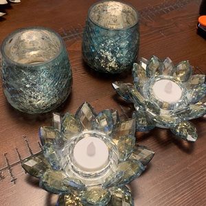 4 Crystal candle holders